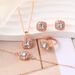 New four piece luxury classic women's jewelry set zinc alloy diamond necklace bracelet earring ring set_ipsvogv.com