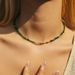 Niche Retro Green Natural Stone Broken Silver Beaded Necklace Light Luxury Emerald Clavicle Chain_ipsvogv.com