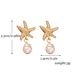 Brass Real Gold Electroplating Personality Creative Design Irregular Pearl Pendant Starfish Shaped Earrings For Women_ipsvogv.com