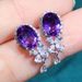 Cao Shi's Brilliant Amethyst Fashionable Versatile, Simple And Short, Light Luxury Earrings, Net Red Jewelry_ipsvogv.com