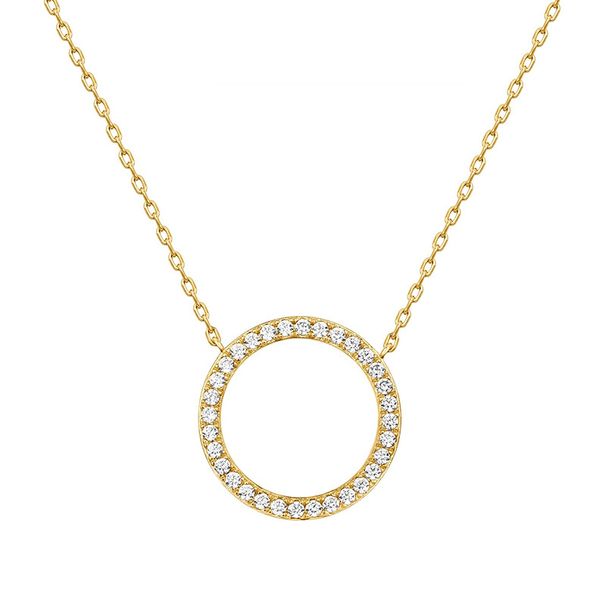 Jewelry 14K Gold Round Diamond Halo Necklace Female Round Frame Pendant Female_ipsvogv.com