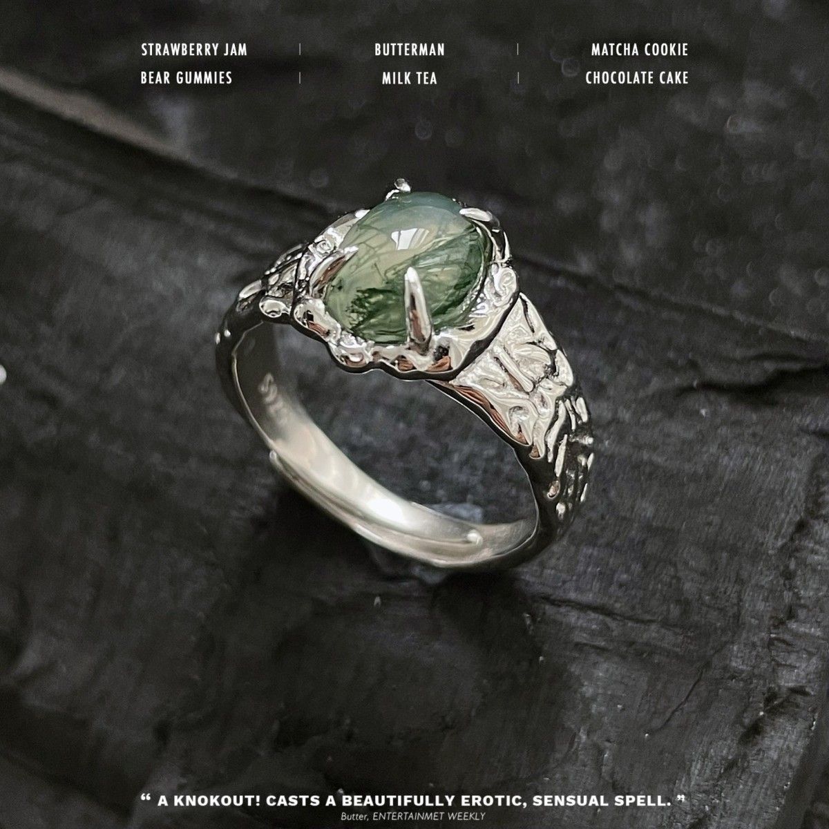 Silver Water Grass Texture Zircon Living Mouth For Women, Niche Design, Fashionable Personality, High-end Feeling, Index_ipsvogv.com