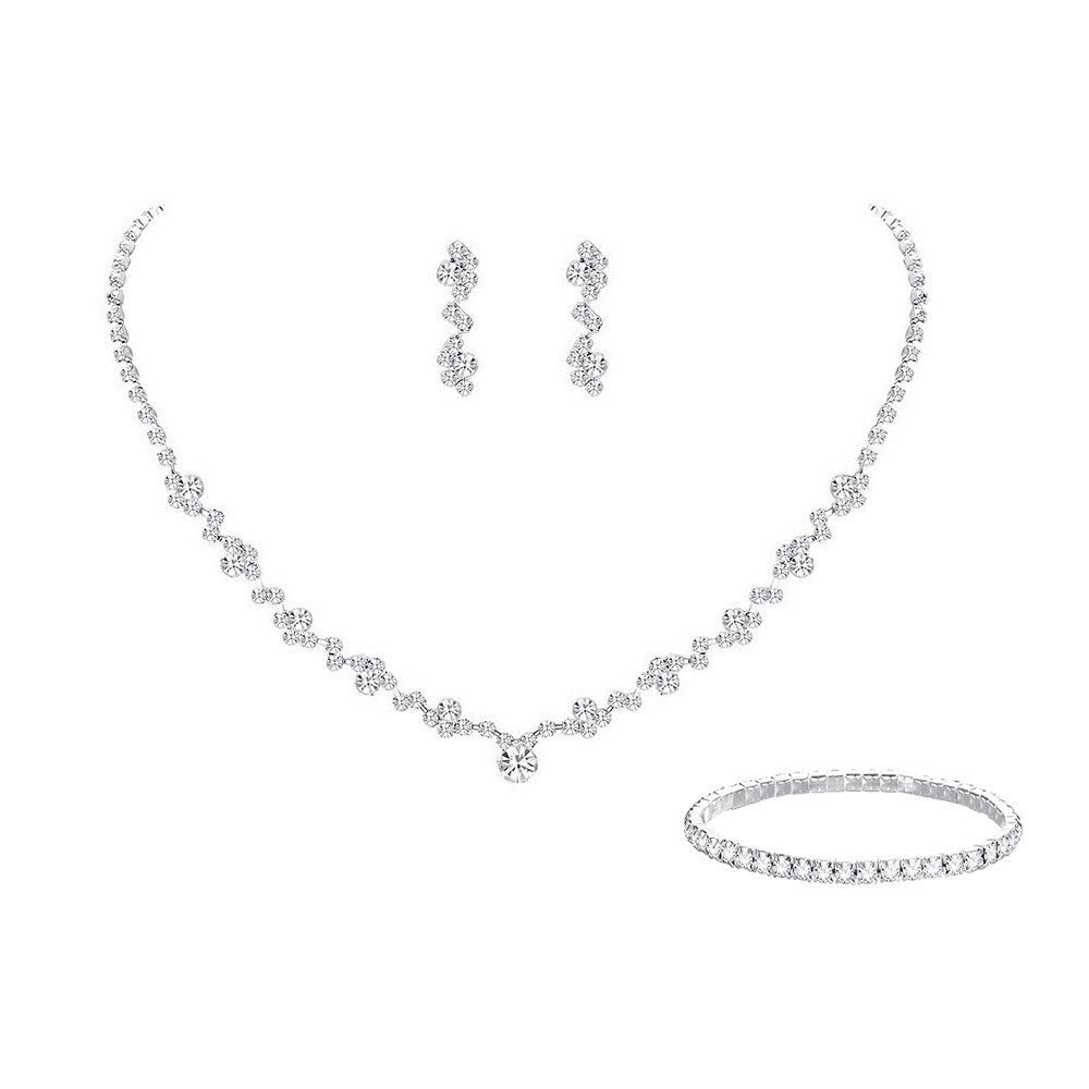 2024 Set Earrings Two-Piece Elegant Women's Necklace Chain Wedding Evening Dress Banquet Accessories_ipsvogv.com