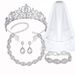 Wedding jewelry bridal veil diamond crown jewelry set rhinestone necklace earrings bracelet combination_ipsvogv.com