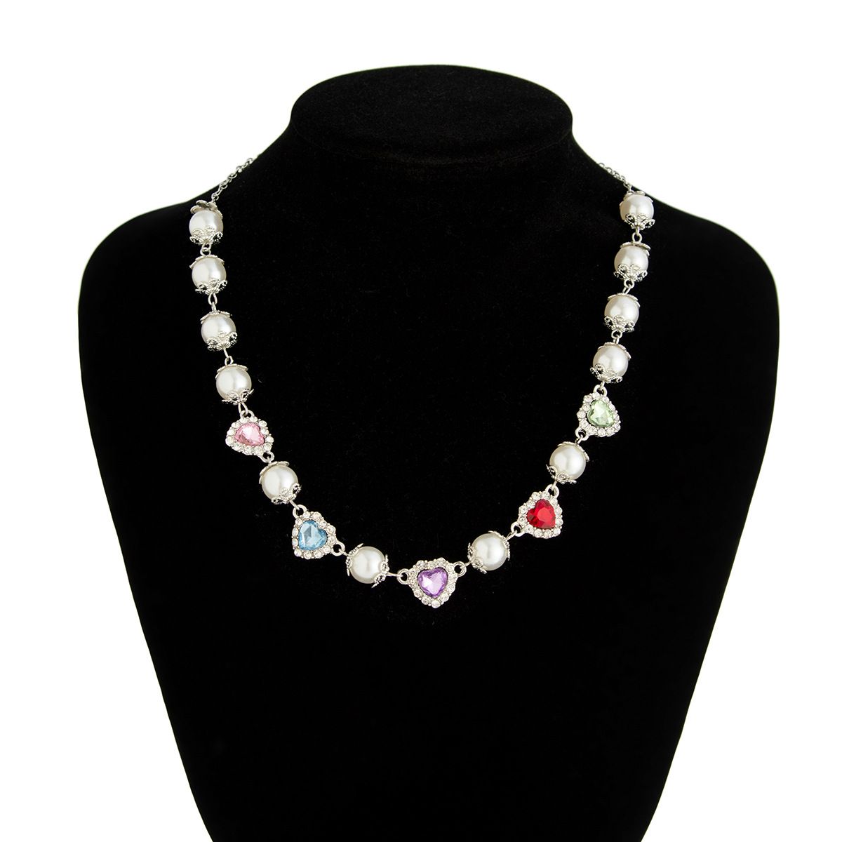 Personalized Hip Hop Color Diamond Love Pearl Splicing Necklace For Men's High End Sense Clavicle Chain Accessories_ipsvogv.com