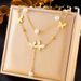 Fashion niche retro simple double layer wear pearl butterfly accessory chain stainless steel gold plated jewelry necklace_ipsvogv.com