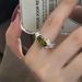 S Pure Silver High-end Emerald Zircon Ins Women's Niche Light Luxury Design Irregular Double Index Finger Ring_ipsvogv.com