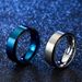 8mm two tone men's ring Matte blue brushed stainless steel fashion ring_ipsvogv.com