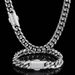 Men's Jewelry Set Hip Hop 12mm Micro Inlaid Zircon Spring Snap Stainless Steel Cuban Chain Trendy Titanium Steel Round Grinding Bracelet Necklace_ipsvogv.com