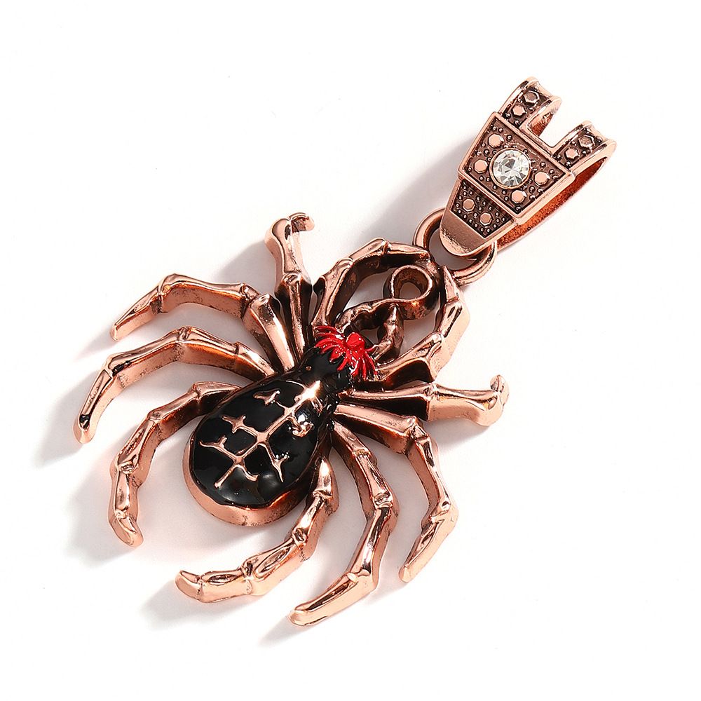 Halloween Spider Oil Alloy Pendant Exaggerated Personality Men Hip Hop Fried Dough Twists Chain Necklace_ipsvogv.com