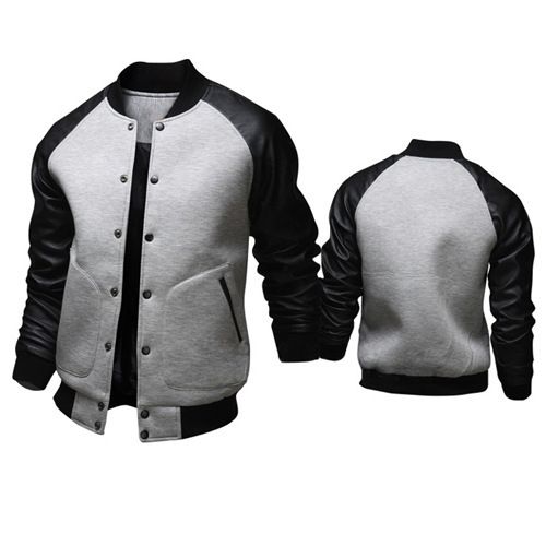 Men's Clothing supply new large pocket leather sleeve men's baseball jacket stand collar jacket J04_ipsvogv.com