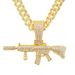 Hot selling new product, three-dimensional diamond gun pendant, Cuban necklace, men's cool and domineering wearing_ipsvogv.com