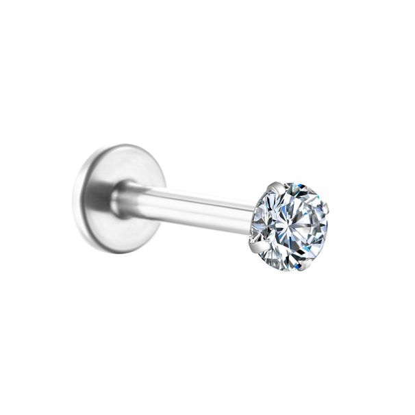 Women's Jewelry Titanium F136 Simple Four Claw Flat Bottom Zircon Ear Bone Studs Lip Studs Ear Studs Fashion Piercing Jewelry_ipsvogv.com