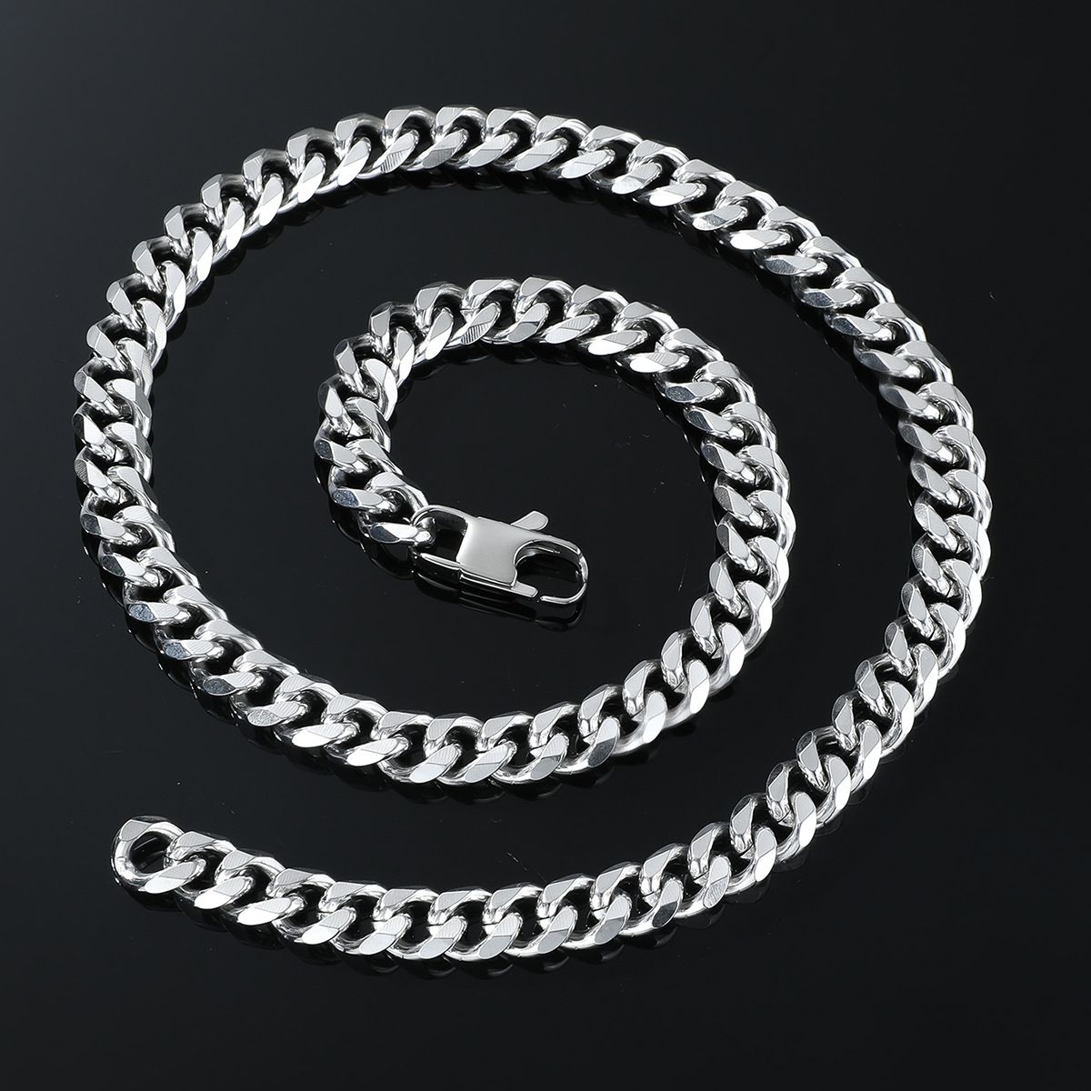 Instagram style minimalist titanium steel necklace street hip-hop trendsetter side Cuban chain jewelry_ipsvogv.com