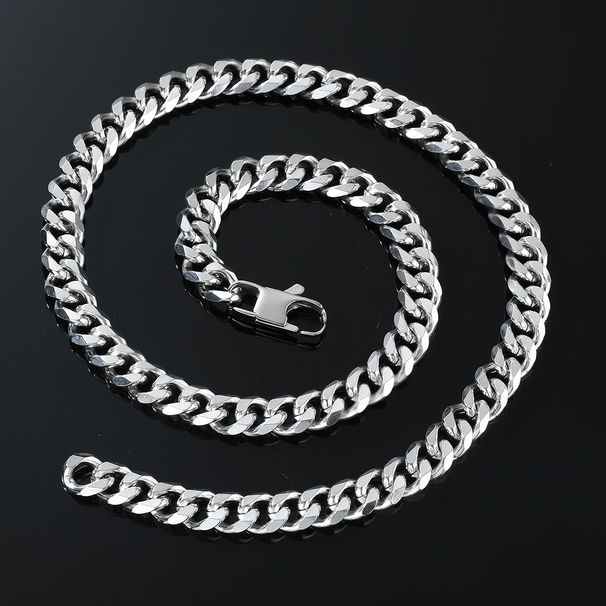 Instagram style minimalist titanium steel necklace street hip-hop trendsetter side Cuban chain jewelry_ipsvogv.com