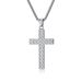 Simple style titanium steel cross necklace pendant men and women wear sweater chain accessories_ipsvogv.com