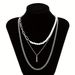 1pc Multilayer Necklace Classic Geometric Stick Pendant Necklace For Men Punk Half Pearl Cuban Link Chain Choker Necklace Party Jewelry_ipsvogv.com