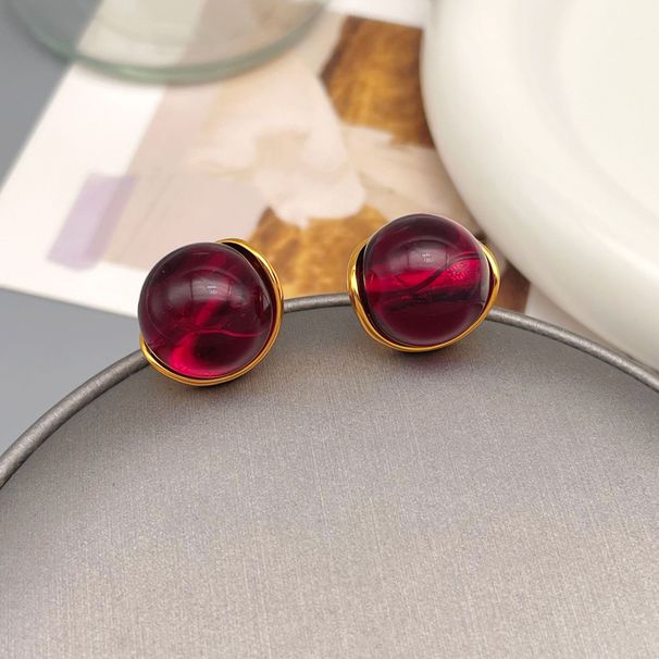 Silver Needle Simple and Fashionable Glass Bean Red New Year High End, Small Personality Earrings for Women_ipsvogv.com
