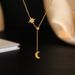 14K Gold Plated Star & Moon Necklace - Titanium Steel Pendant Jewelry For Women_ipsvogv.com