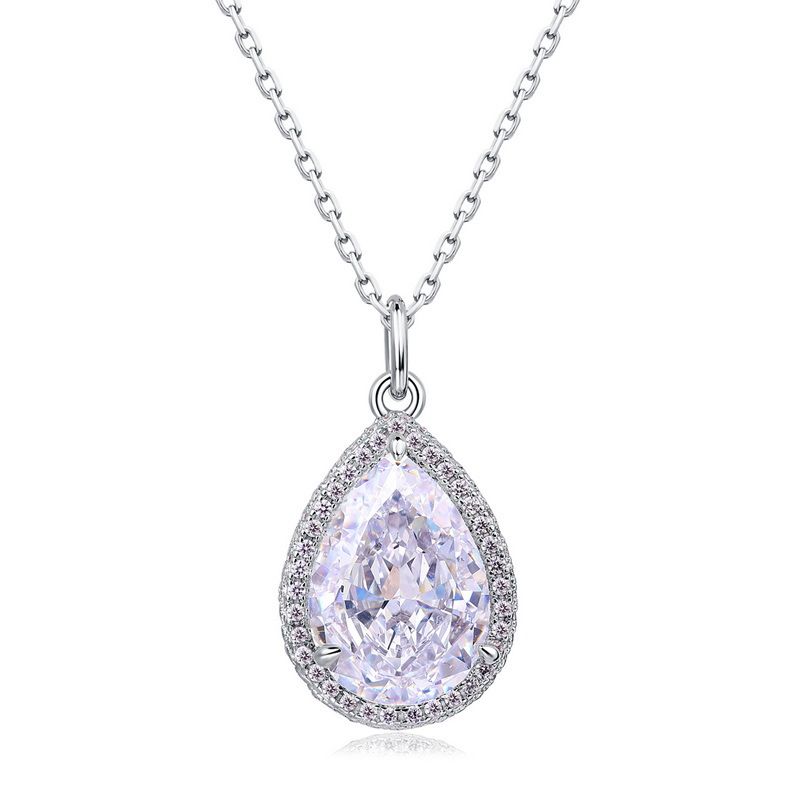 water Drop Ice Flower Cut High Carbon Diamond Pendant S925 Silver Inlaid Full Diamond Colored Gemstone Pendant Atmosphere Light Luxury_ipsvogv.com