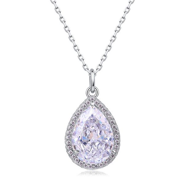 water Drop Ice Flower Cut High Carbon Diamond Pendant S925 Silver Inlaid Full Diamond Colored Gemstone Pendant Atmosphere Light Luxury_ipsvogv.com
