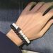 Men's Beaded Bracelet Set Map Stone Black Gallstone Cross Bracelet Elastic Three Piece Bracelet_ipsvogv.com