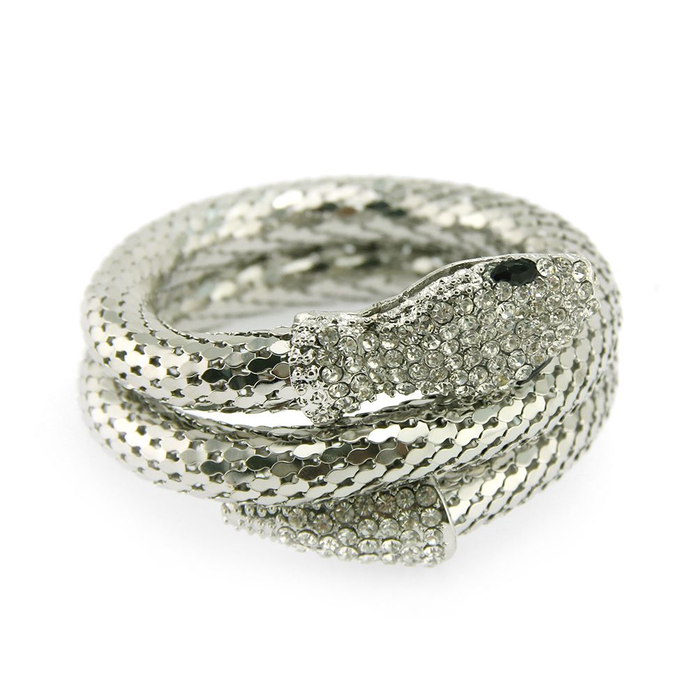 Jewelry Punk Exaggerated Fashion Multi layered Full Diamond Snake Arm Bracelet_ipsvogv.com