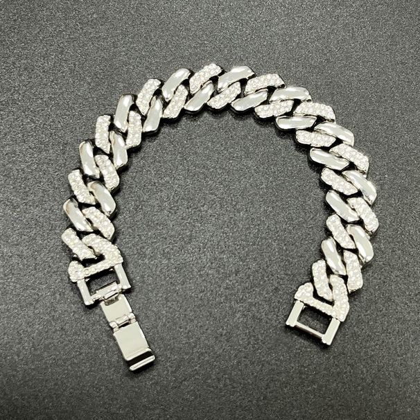 14mm Diamond Spacer Buckle Cuban Chain Hip Hop Style Trendy Men And Women Bracelet Necklace_ipsvogv.com