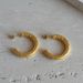 Ins Simple Real Gold Electroplated Titanium Steel Commuter Style All Match Hammer Pattern HOOP Earrings_ipsvogv.com