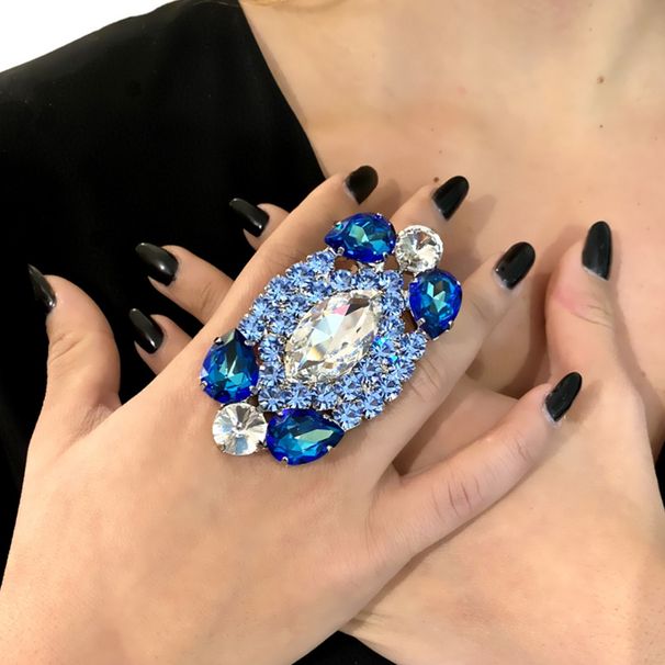 Hot ring ring Internet Celebrant Rhinestone Square Exaggerated Personality Design High-end Fashion Jewelry for Women ring_ipsvogv.com