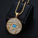 New Hip-Hop Jewelry Titanium Steel Gold-Plated Rhinestone Eye Of Horus Pendant Necklace_ipsvogv.com