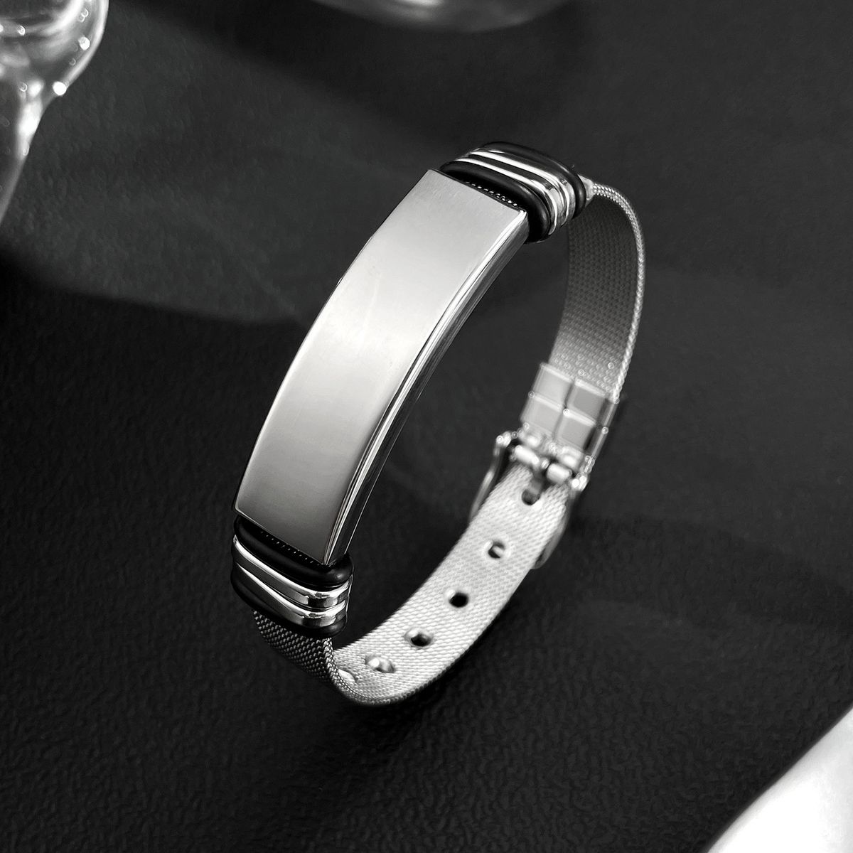 Men's Jewelry Personality Bracelet Men's Stainless Steel Fashion Trend Mesh Belt Can Be Engraved Titanium Steel Jewelry_ipsvogv.com
