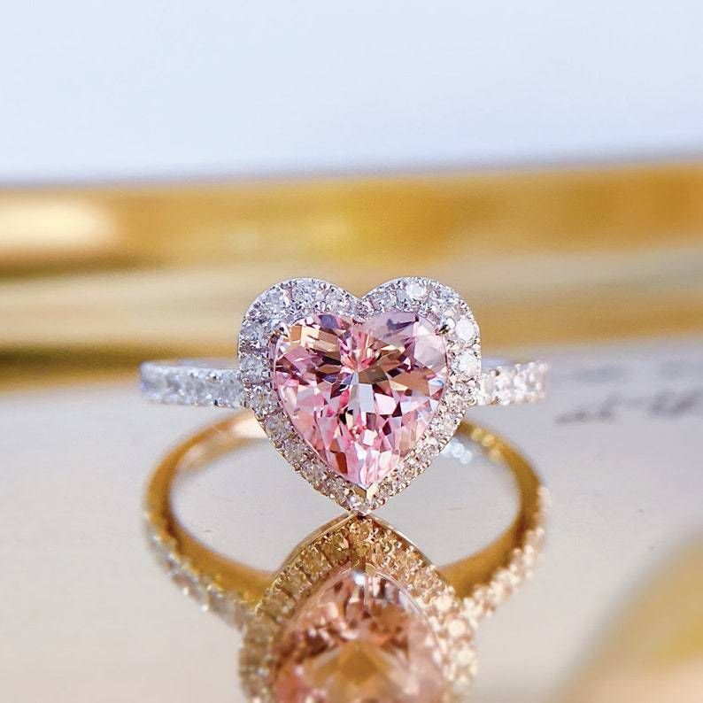New Pink Diamond Fashion Alloy Inlaid Love Zircon For Women's Engagement Ring_ipsvogv.com