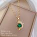 】 Green 【 Love Dolphin Light Luxury Charm Gorgeous Full Diamond Necklace Women's Versatile Clavicle Titanium Steel Chain 【 】_ipsvogv.com