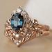 Sanjieins New With Blue Crystal Set Rose Gold Branch Flower Pair Ring For Women_ipsvogv.com