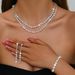 Women’s Jewelry Set Fashion Bride Wedding Dress Rhinestone Necklace Earrings Set Luxurious Temperament Super Flash Dinner Dance Jewelry Accessories_ipsvogv.com