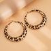 Exaggerated Spicy Girl Style Leopard Print With Geometric Metal Ring Earrings For Women_ipsvogv.com