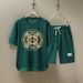 Men's Clothing 2024 Waffle Casual Summer Suit Men's Loose Teen Short sleeved T shirt Shorts Handsome Two piece Suit_ipsvogv.com