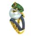 New Handmade Jewelry Copper Plated Color Coded Ring, Fashionable Frog Gold Toad Playful Pearl Ring_ipsvogv.com