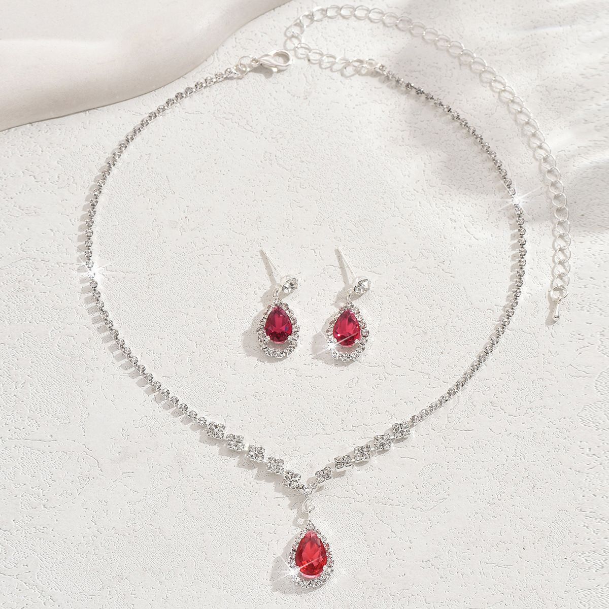 Jewelry Bride Accessories Zircon Necklace Earrings Chain Women's Decoration Set_ipsvogv.com