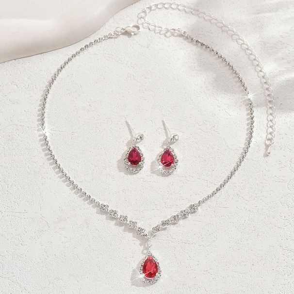 Jewelry Bride Accessories Zircon Necklace Earrings Chain Women's Decoration Set_ipsvogv.com