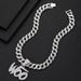 Hot Selling Full Diamond Letter WOO Alloy Pendant Hip Hop Cuban Chain Personalized Men's Necklace_ipsvogv.com