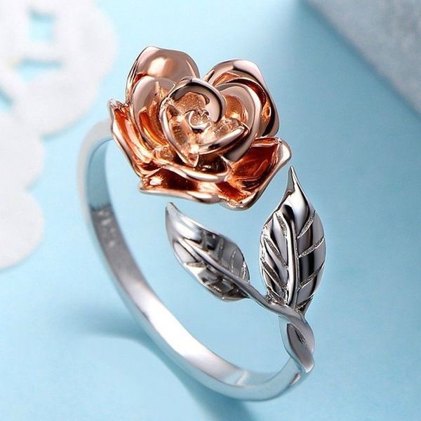 with Rose Gold Plating And Color Separation Opening Ring_ipsvogv.com
