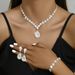 Women’s Jewelry Set Fashion Wedding Bridal Jewelry Set Necklace Earrings Bracelet Three Piece Set Full Diamond Flower Multi Color Set_ipsvogv.com