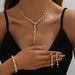 Women's Jewelry Gift Set Claw Chain Full Diamond Three-Piece Necklace Earrings Bracelet Evening Dress Accessories_ipsvogv.com