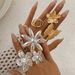 Exaggerated Ins Style Pearl Flower Finger With Fashionable Texture Metal Butterfly Opening Ring_ipsvogv.com