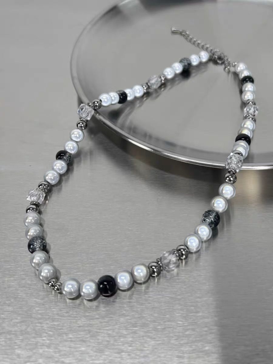 New niche design with reflective beads patchwork collarbone chain, female personality, hip-hop trend, versatile couple_ipsvogv.com