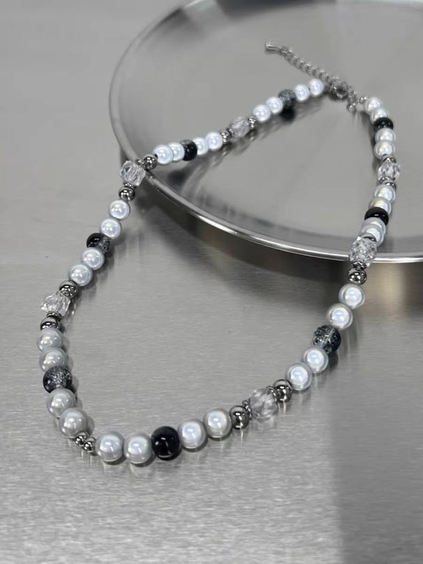 New niche design with reflective beads patchwork collarbone chain, female personality, hip-hop trend, versatile couple_ipsvogv.com