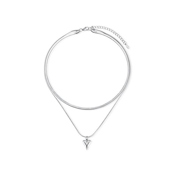 Women's Jewelry Double Layered Love Snake Bone Necklace Light Luxury High End Design Fashion Temperament Clavicle Chain_ipsvogv.com