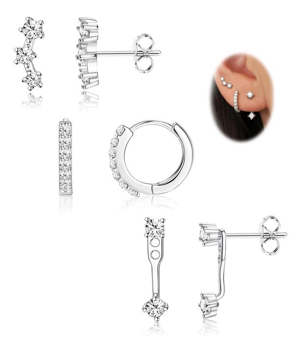 Brass With Real Gold Plating, Popular Across, Teardrop Shaped Circle Inlaid Zircon Earrings, Personalized Six Piece Set_ipsvogv.com